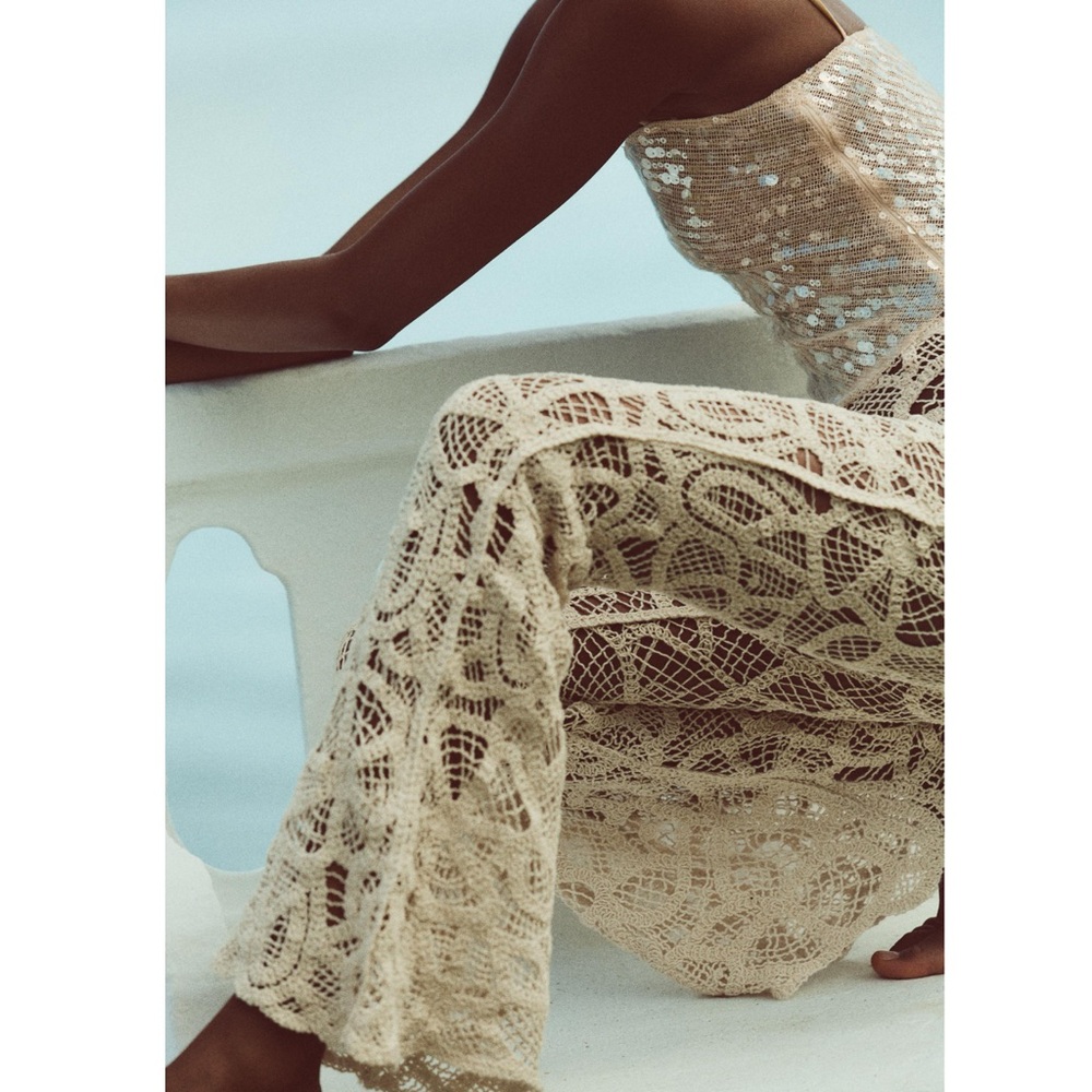 Zara FLARED CROCHET PANTS - Picture 3 of 7